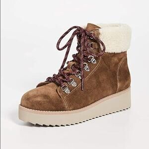 Sam Edelman Women's Franc Brown Fur Round Toe Ankle Boot in Toffee Size 11‎